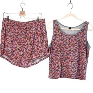 POP Fit 2XL‎ Cheek Boss Pajama Shorts Set Pink Rainbows
